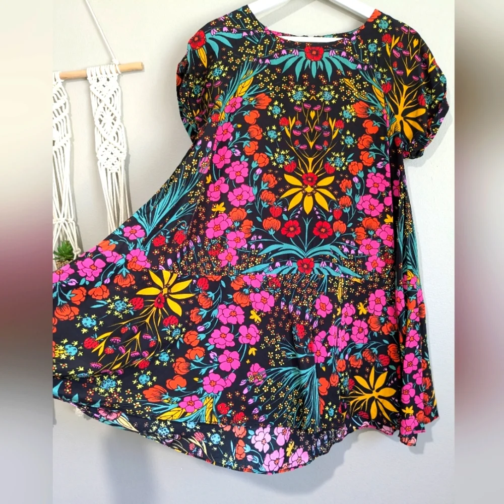 Free People Strawberry Fields Colorful Print Mini Dress S